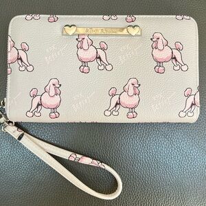 Betsey Johnson Clutch Purse Poodle Print Pink & Grey Dog Theme